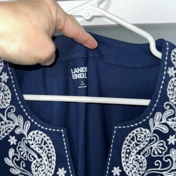 🌴 LANDS END BEACH COVER UP, SUNDRESS  BLUE NWOT 🌴 - Picture 3 of 5